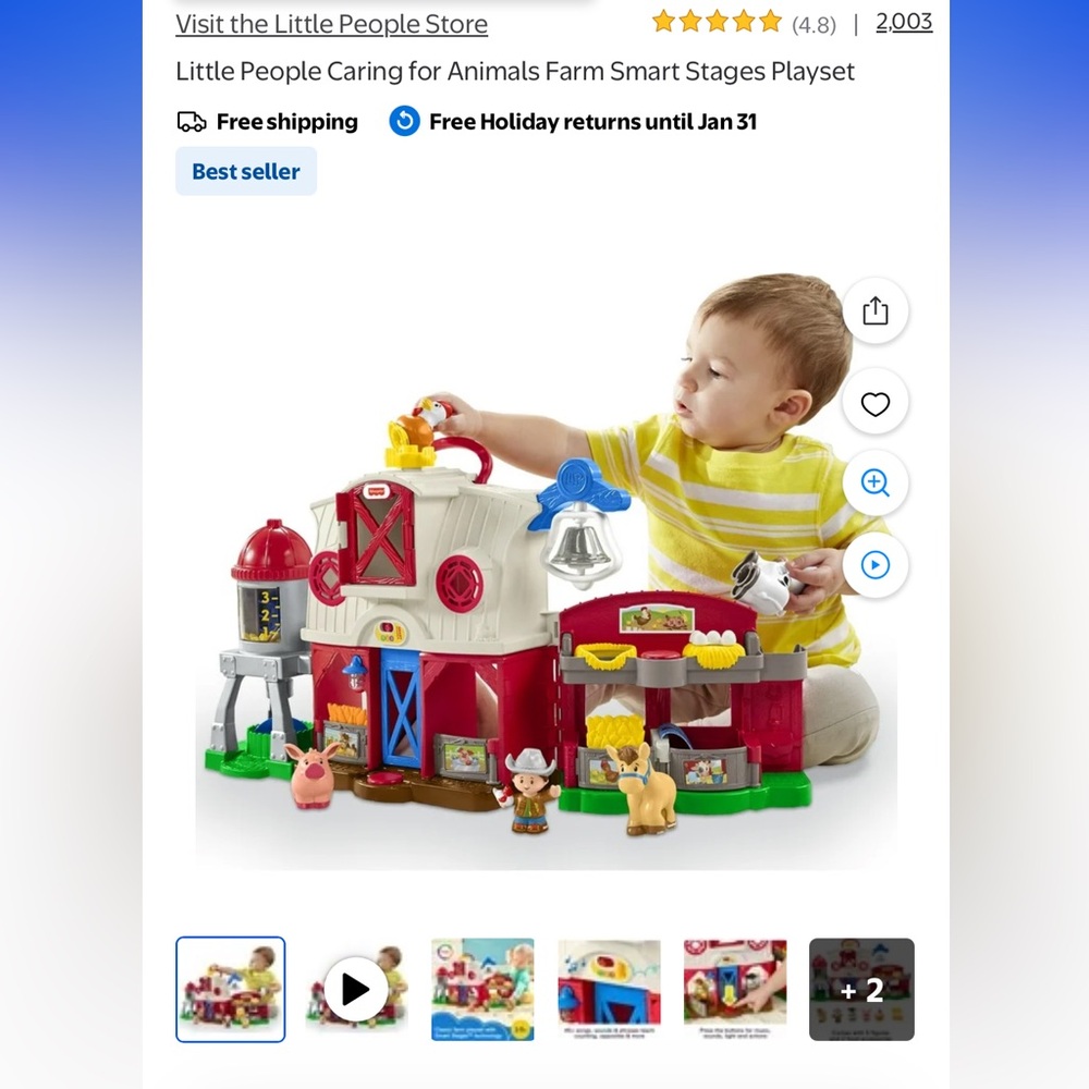 Little People Farm Playset With Farmer and Cow